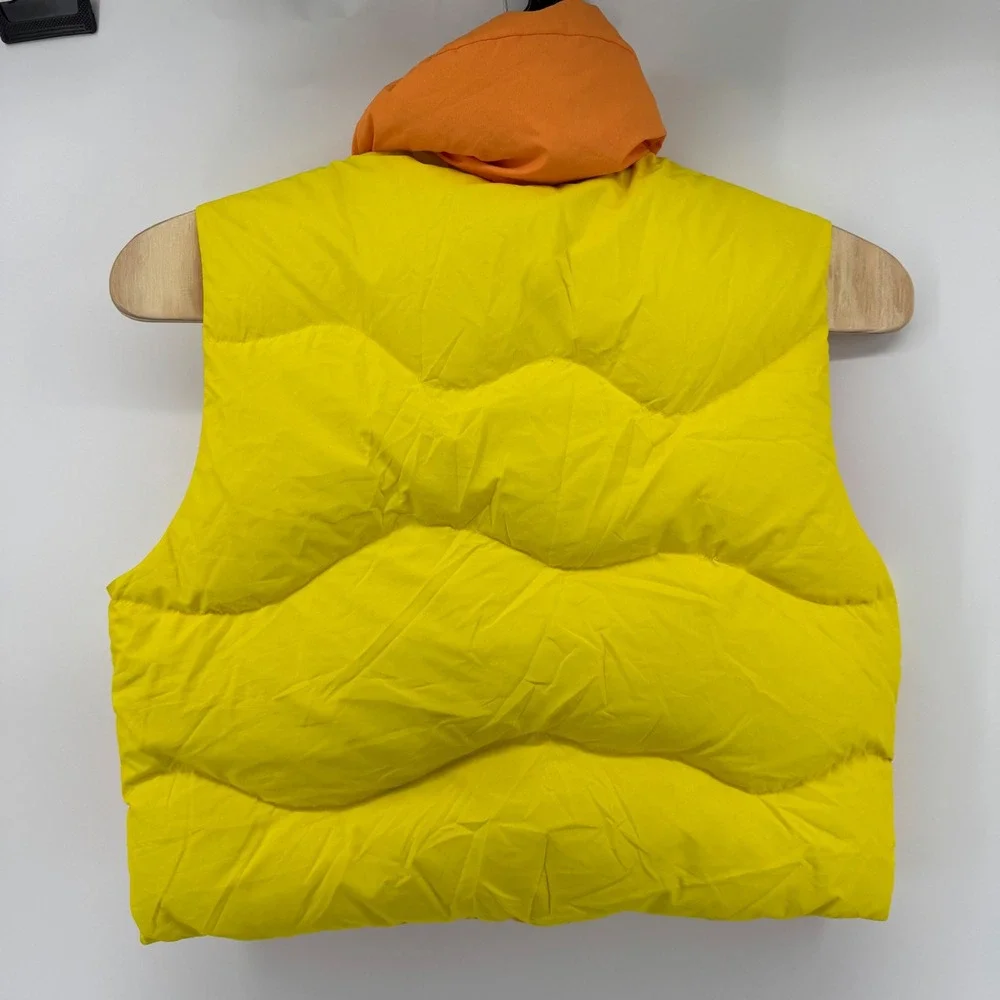 ERL Venice Beach Mens Wavy Puffer Vest Yellow Orange Down Filled ERL03C004 M